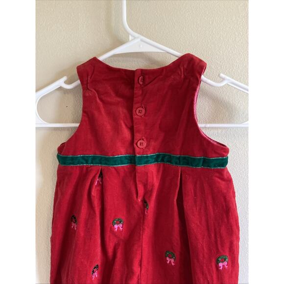 Hartstrings Red Velvet Holiday Christmas Embroidered Wreath Bow 24M Toddler Baby - Picture 5 of 7